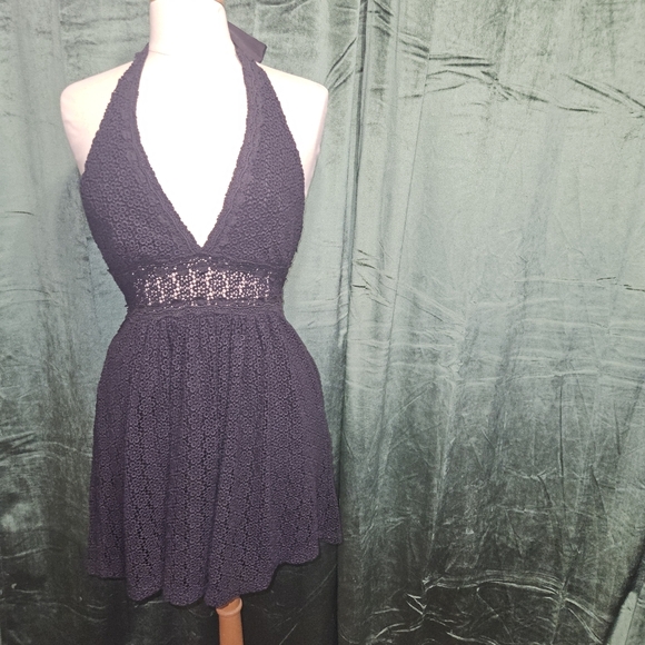 Free People Halter Floral Crochet So Sweetly Mini Dress - Picture 2 of 5